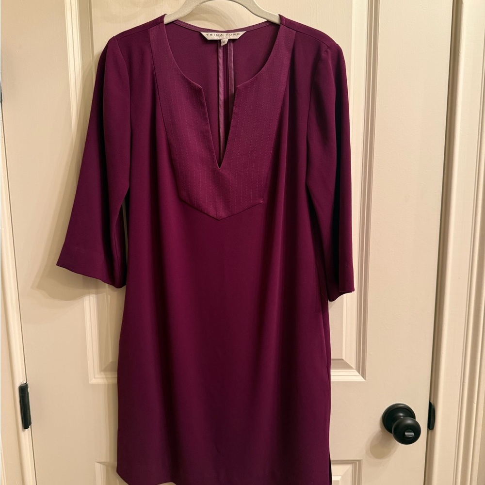 Wisteria Purple Shift Dress with V-Notch Neckline